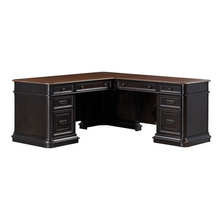 Roanoke Distressed Black L-Shaped Desk