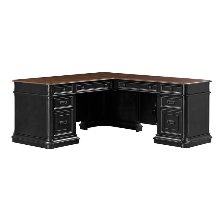 Roanoke Black L-Shaped Desk
