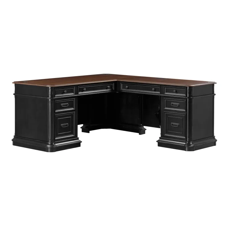 Roanoke Black L-Shaped Desk