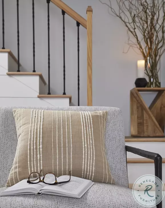 Benbert Tan And White Performance Fabric Pillow Set of 4