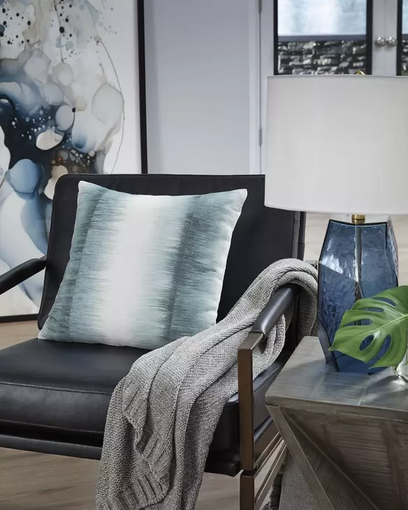 Elonwich Teal and White Accent Pillow