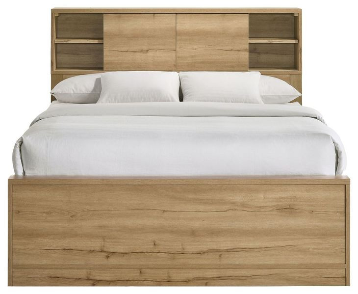 Vega Natural Oak Melamine Full Bookcase Bed