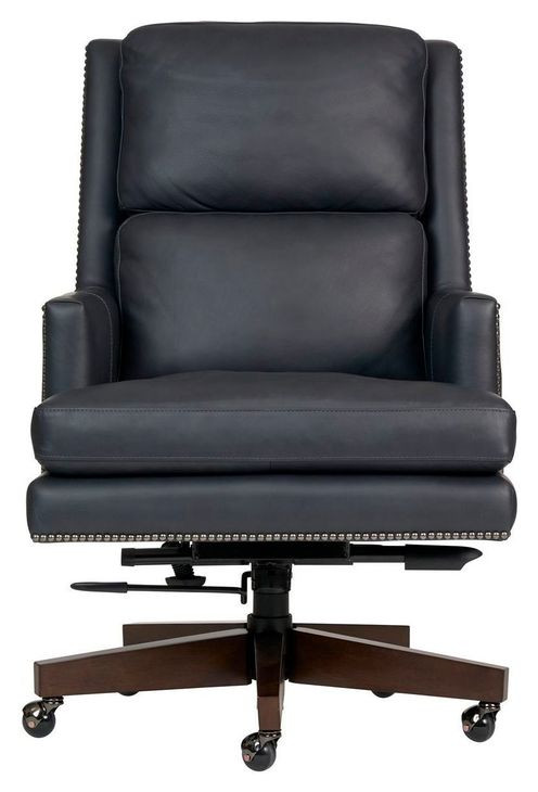 Admiral Luxe Midnight Leather Upholstered Executive Chair with Nailhead Trim