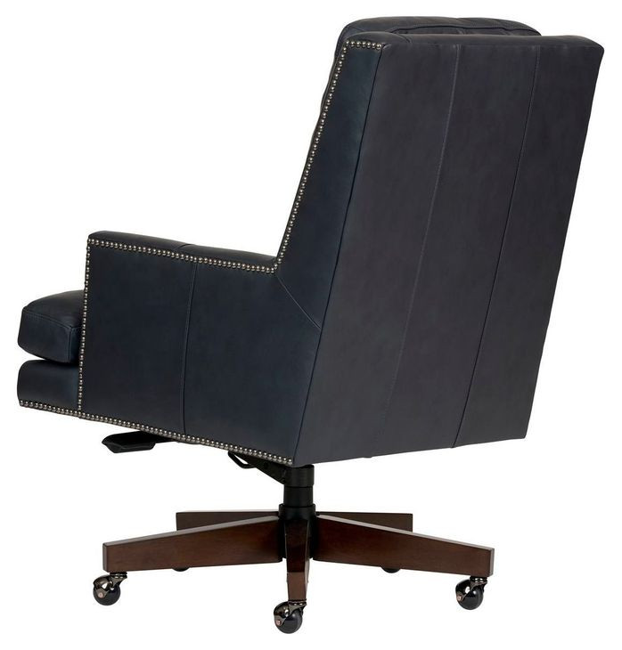Admiral Luxe Midnight Leather Upholstered Executive Chair with Nailhead Trim