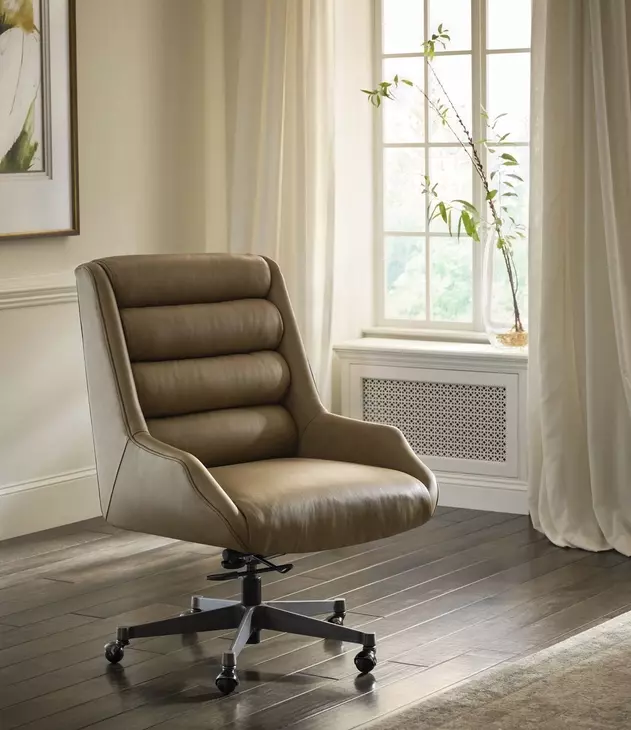 Drew Luxe Tan Leather Upholstered Executive Chair