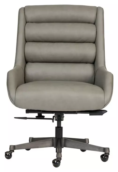 Drew Luxe Gray Leather Upholstered Executive Chair