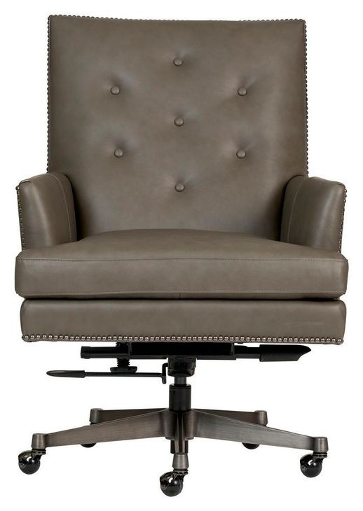 Reese Ardent Iron Leather Upholstered Executive Chair with Nailhead Trim and Casters