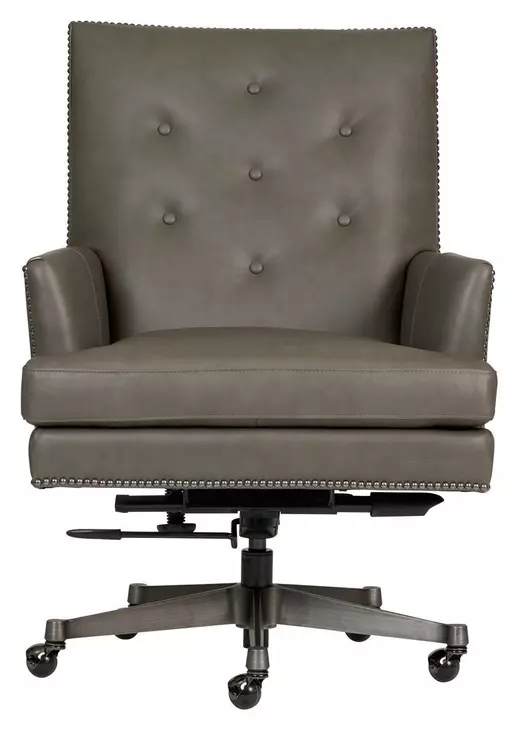 Reese Ardent Iron Leather Upholstered Executive Chair with Nailhead Trim and Casters