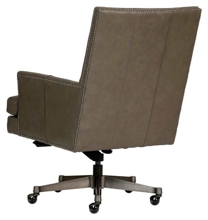 Reese Ardent Iron Leather Upholstered Executive Chair with Nailhead Trim and Casters