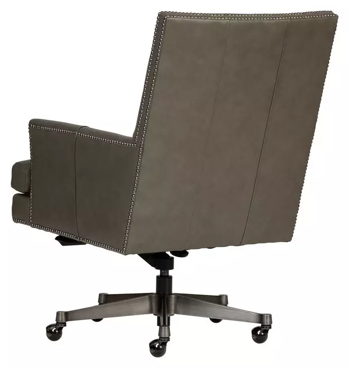 Reese Ardent Iron Leather Upholstered Executive Chair with Nailhead Trim and Casters