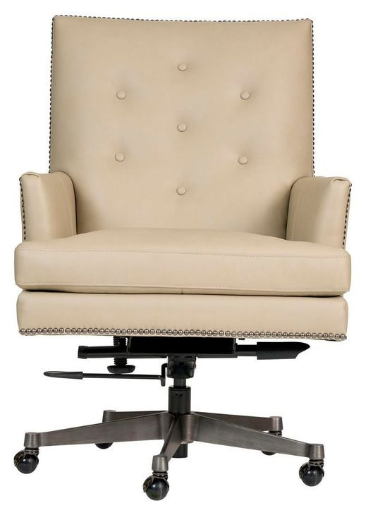Reese Ardent Dove Leather Upholstered Executive Chair with Nailhead Trim and Casters