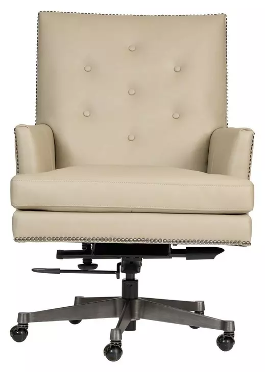 Reese Ardent Dove Leather Upholstered Executive Chair with Nailhead Trim and Casters