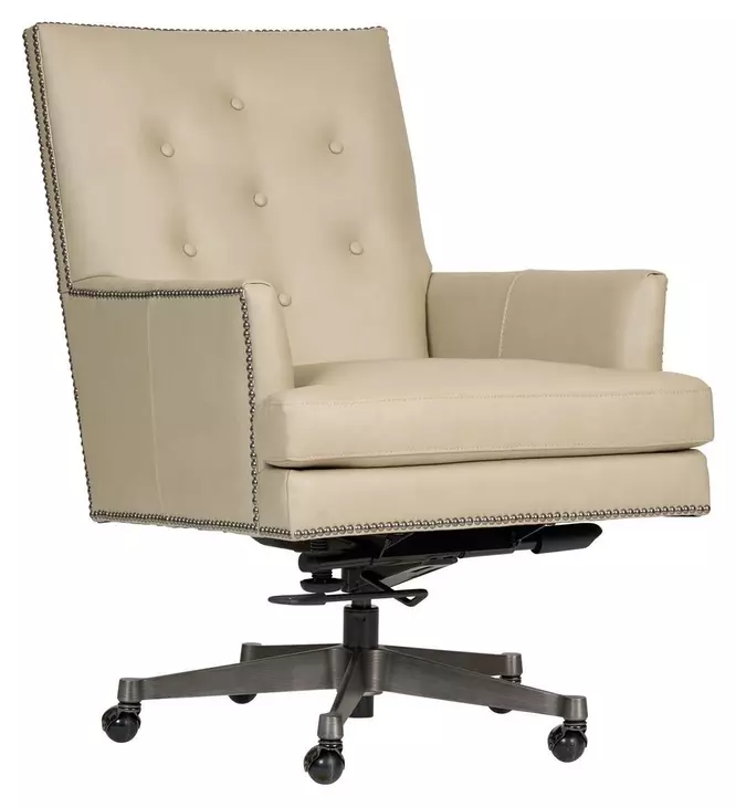 Reese Ardent Dove Leather Upholstered Executive Chair with Nailhead Trim and Casters