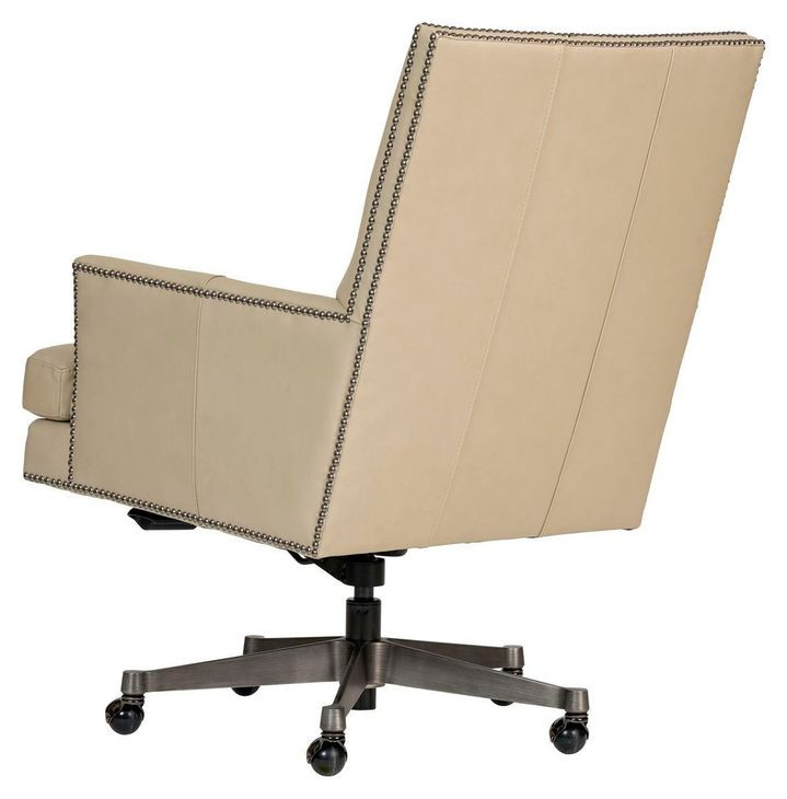 Reese Ardent Dove Leather Upholstered Executive Chair with Nailhead Trim and Casters