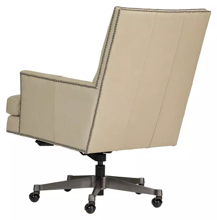 Reese Ardent Dove Leather Upholstered Executive Chair with Nailhead Trim and Casters