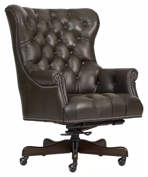 Jefferson Burnished Walnut Leather Upholstered Executive Chair