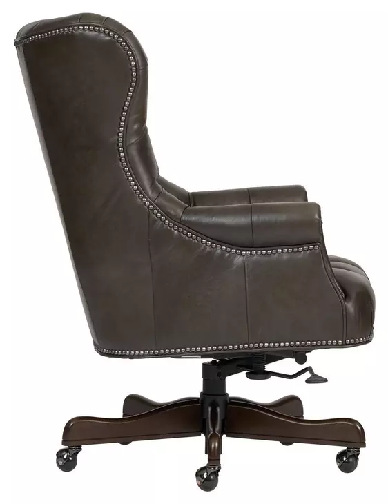 Jefferson Burnished Walnut Leather Upholstered Executive Chair