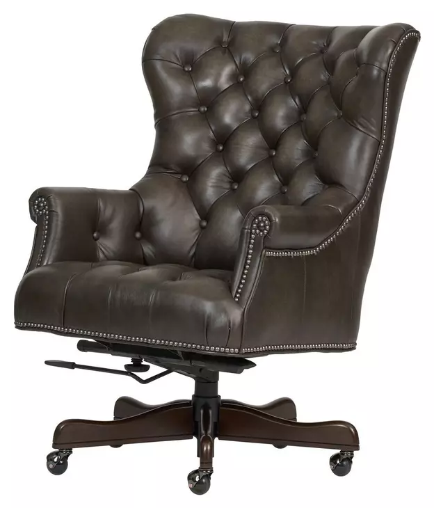 Jefferson Burnished Walnut Leather Upholstered Executive Chair