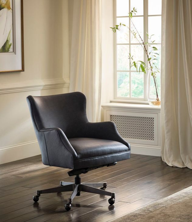 Blake Venetian Blue Leather Upholstered Executive Chair