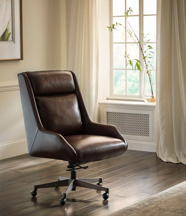 Cameron Burnished Umber Leather Upholstered Executive Chair