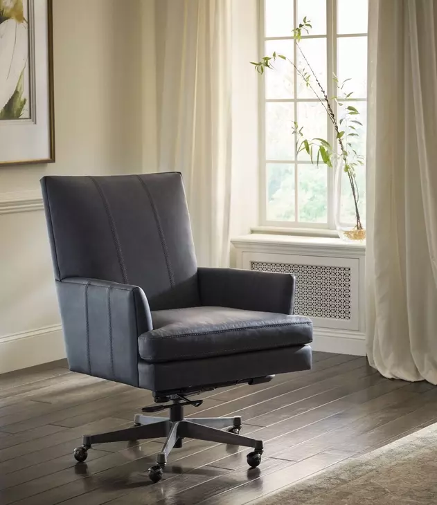 Adler Venetian Blue Leather Upholstered Executive Chair