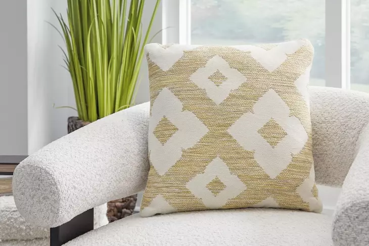 Brockner Next Gen Nuvella Yellow and Beige Performance Fabric Outdoor Accent Pillow
