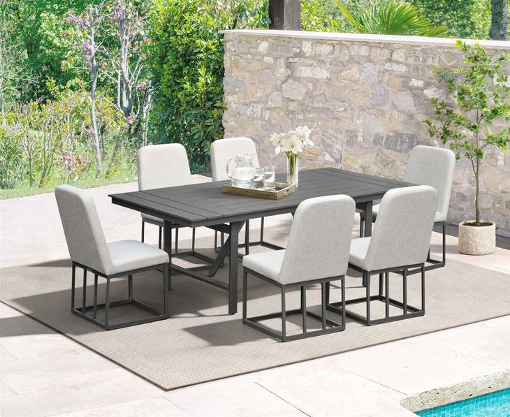 Nash Outdoor Dining Gray Upholstered Outdoor Side Chair