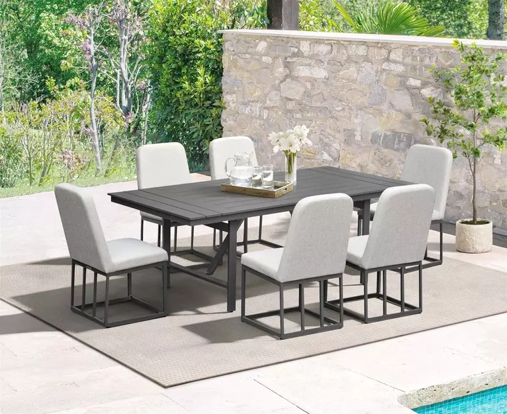 Nash Outdoor Dining Gray Upholstered Outdoor Side Chair Set of 2