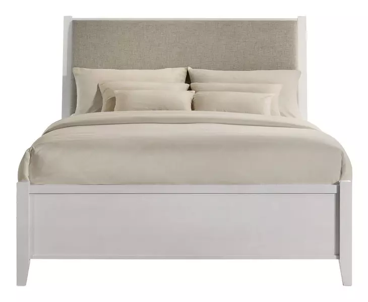 Andover White and Brown Queen Upholstered Panel Bed