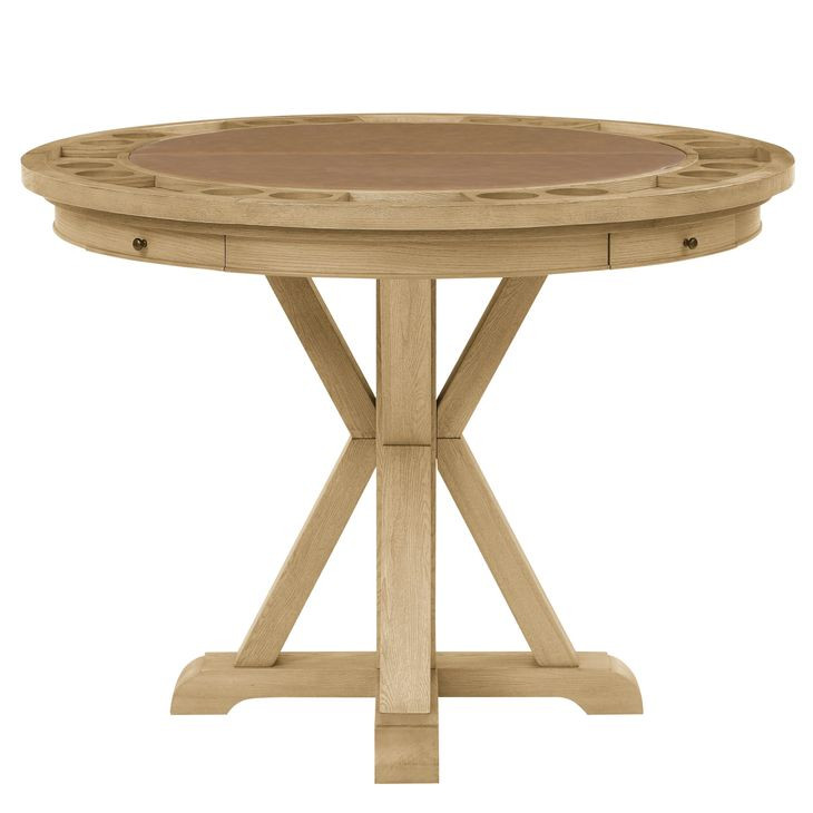 Rylie Natural 48" Round Counter Height Dining Table with Game Top