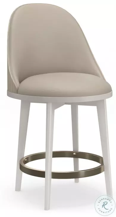 Another Round Ivory and Moonstone Swivel Counter Height Stool