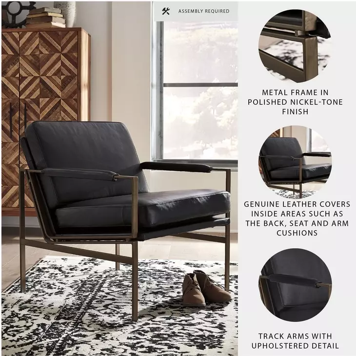 Puckman Black Leather Accent Chair