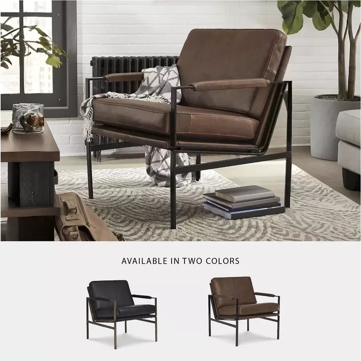 Puckman Brown Leather Accent Chair