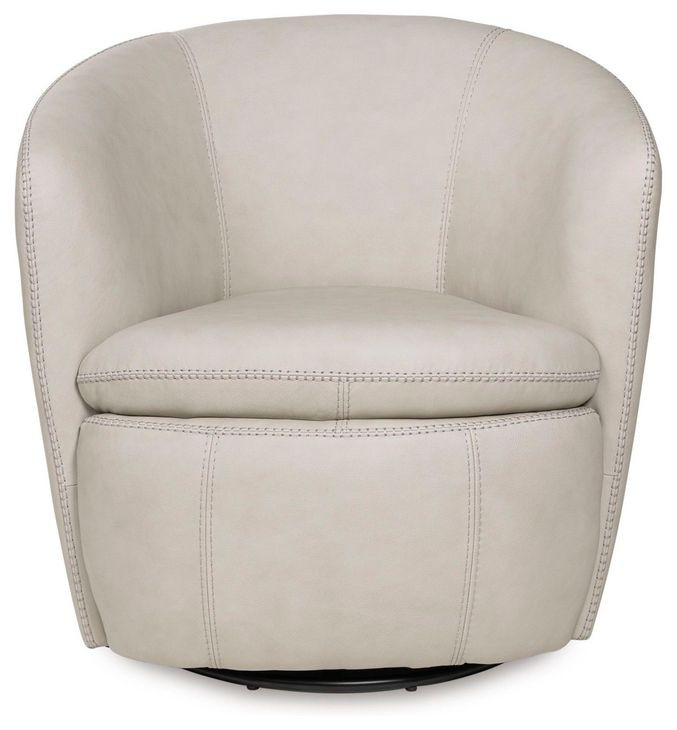 Kierreys Bone Leather Upholstered Swivel Accent Chair