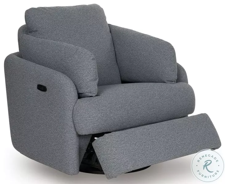 Alainmont Next Gen Nuvella Salt And Pepper Performance Fabric Swivel Power Recliner