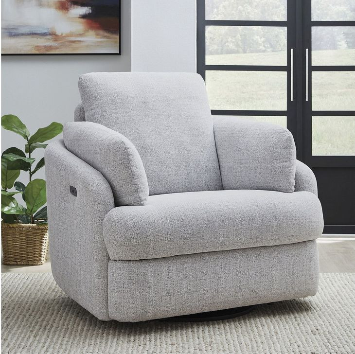 Alainmont Next Gen Nuvella Stone Swivel Performance Fabric Power Recliner