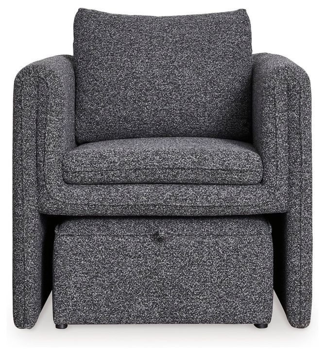 Vreni Charcoal and Black Upholstered Accent Chair with Ottoman