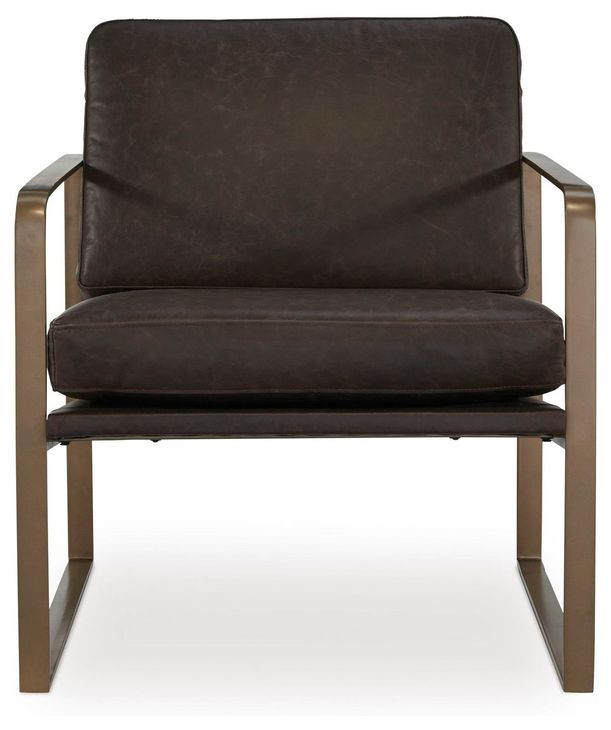 Bradett Dark Brown Leather Upholstered Accent Chair