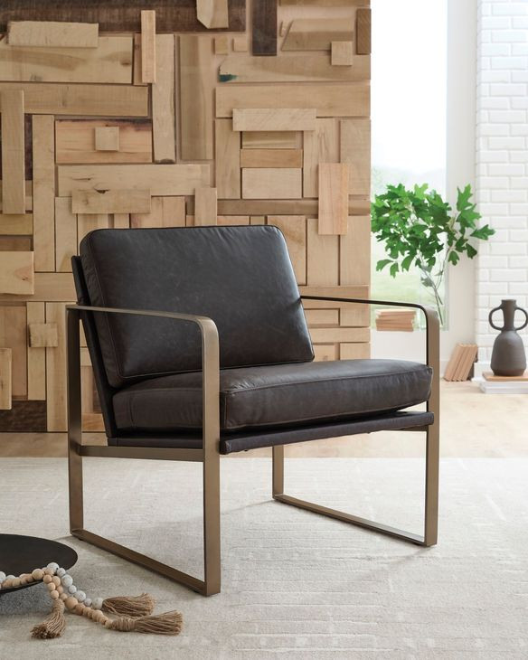 Bradett Dark Brown Leather Upholstered Accent Chair