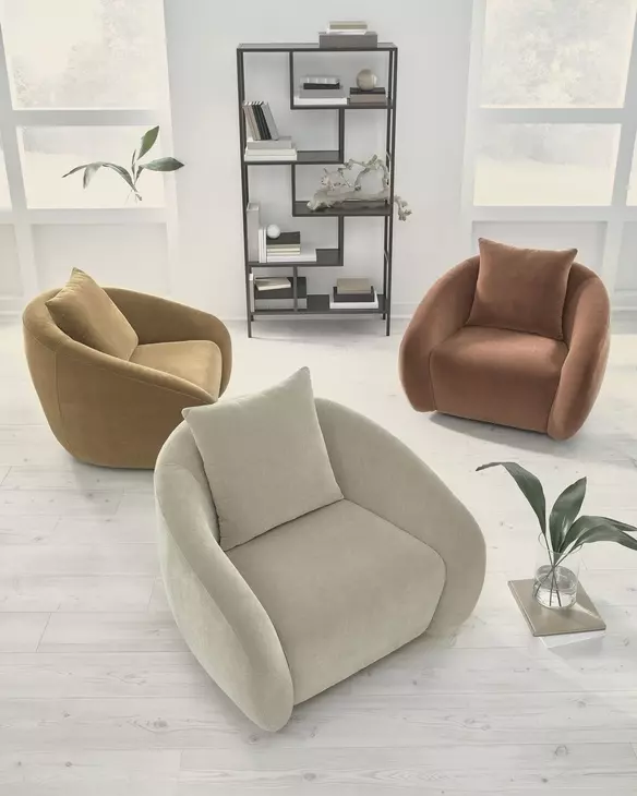 Yahya Camel Upholstered Swivel Accent Chair
