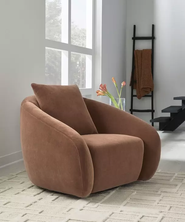Yahya Sienna Upholstered Swivel Accent Chair