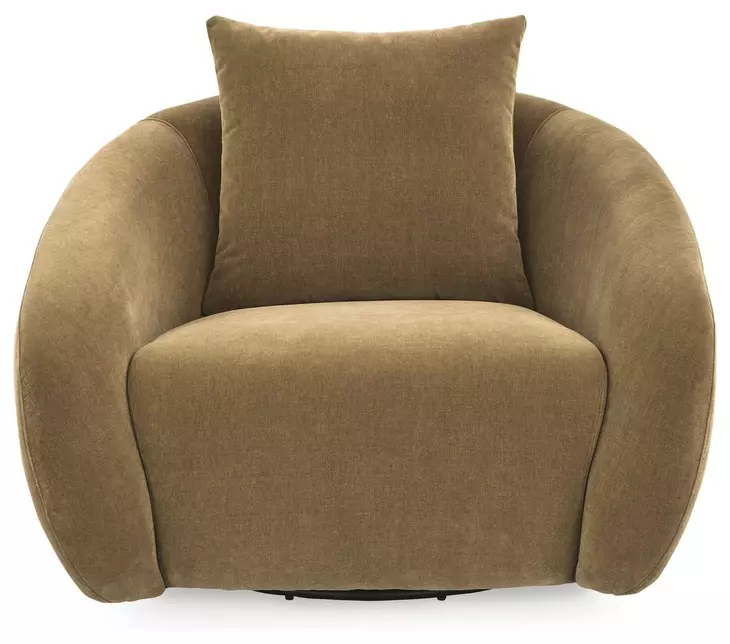 Yahya Camel Upholstered Swivel Accent Chair