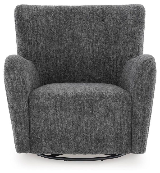 Rowenburg Heather Charcoal Upholstered Swivel Glider Accent Chair