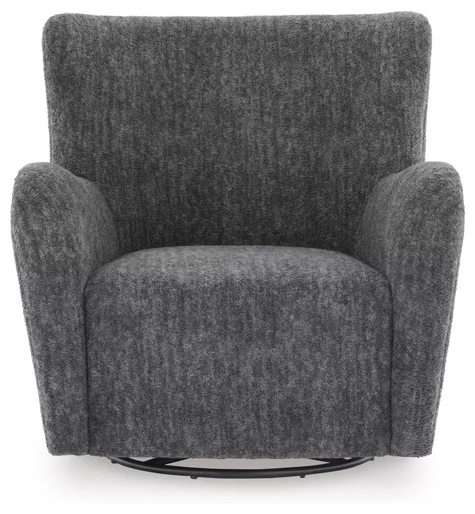 Rowenburg Heather Charcoal Upholstered Swivel Glider Accent Chair