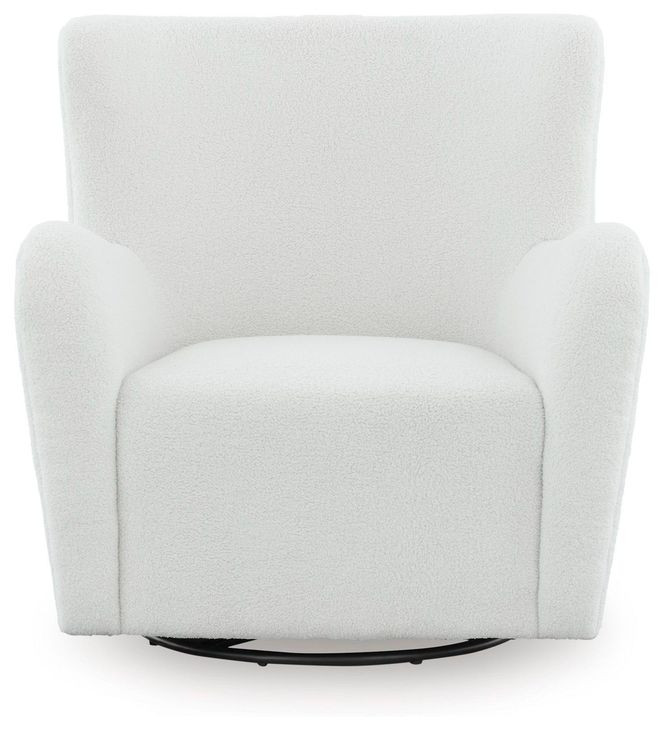 Rowenburg Cream Upholstered Swivel Glider Accent Chair