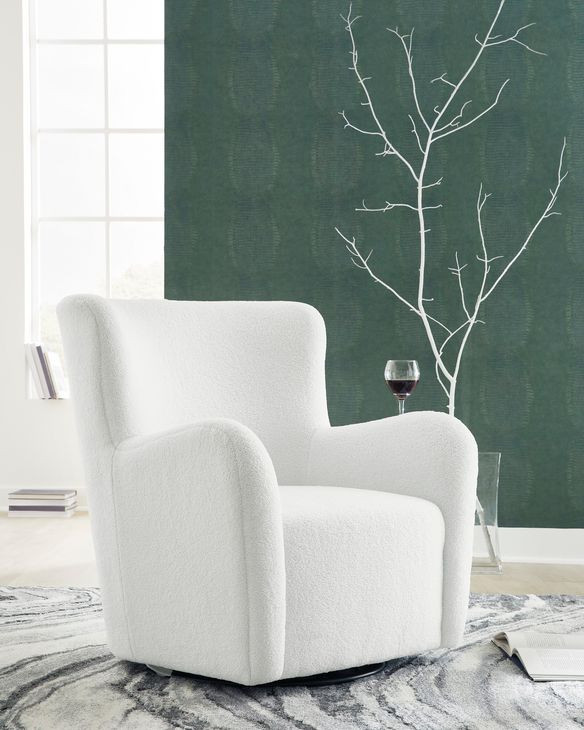 Rowenburg Cream Upholstered Swivel Glider Accent Chair