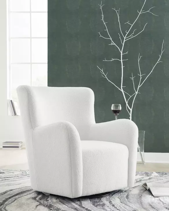 Rowenburg Cream Upholstered Swivel Glider Accent Chair