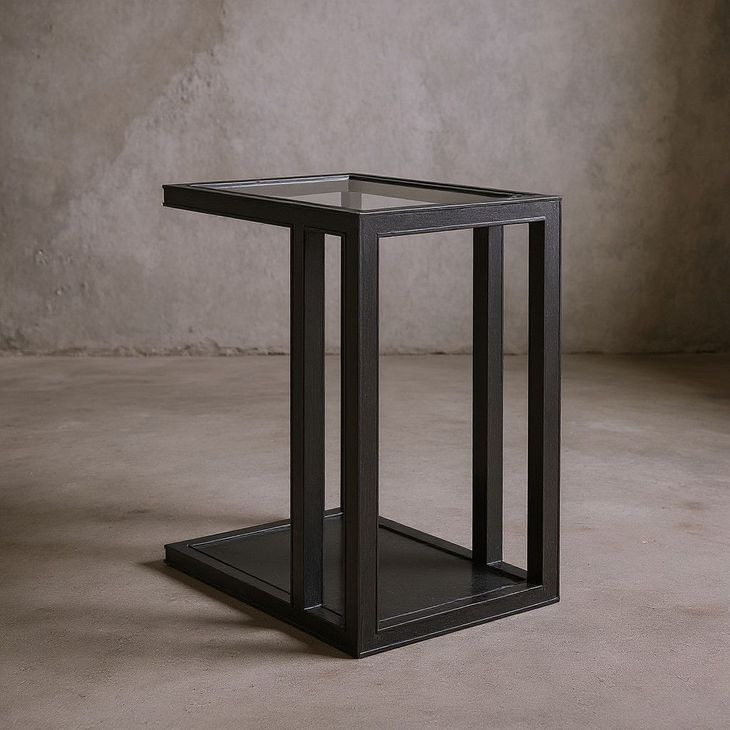 Glaze Onyx Rectangular Glass Top End Table
