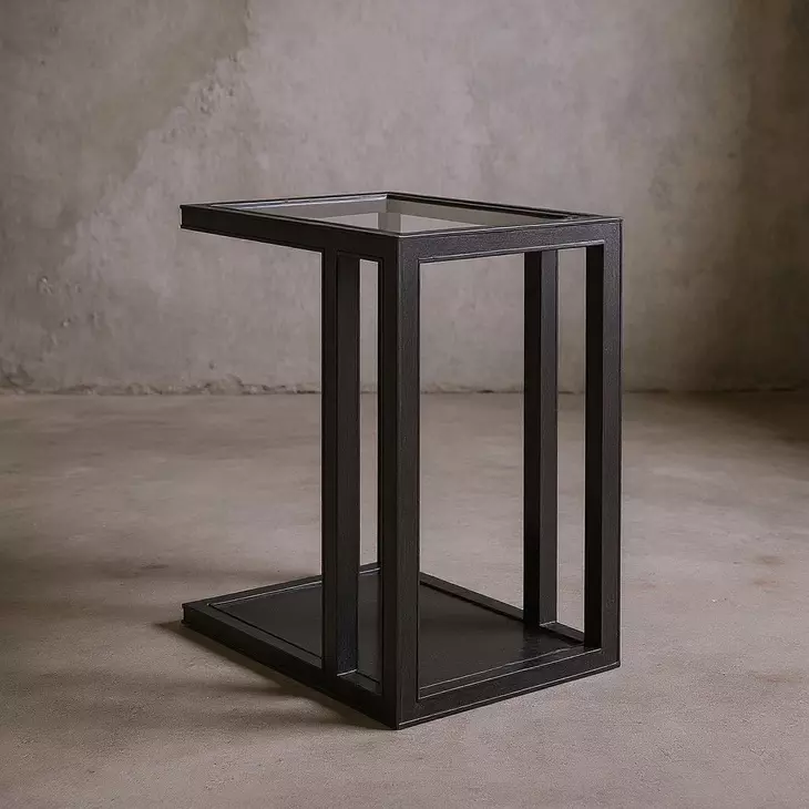 Glaze Onyx Rectangular Glass Top End Table