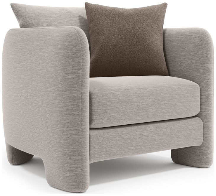 Rowan Beige Upholstered Lounge Chair with Pillow